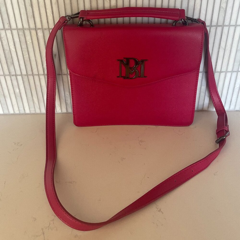 Badgley Mischka Pink Vegan Leather Top Handle Satchel, Removable Shoulder Strap‎